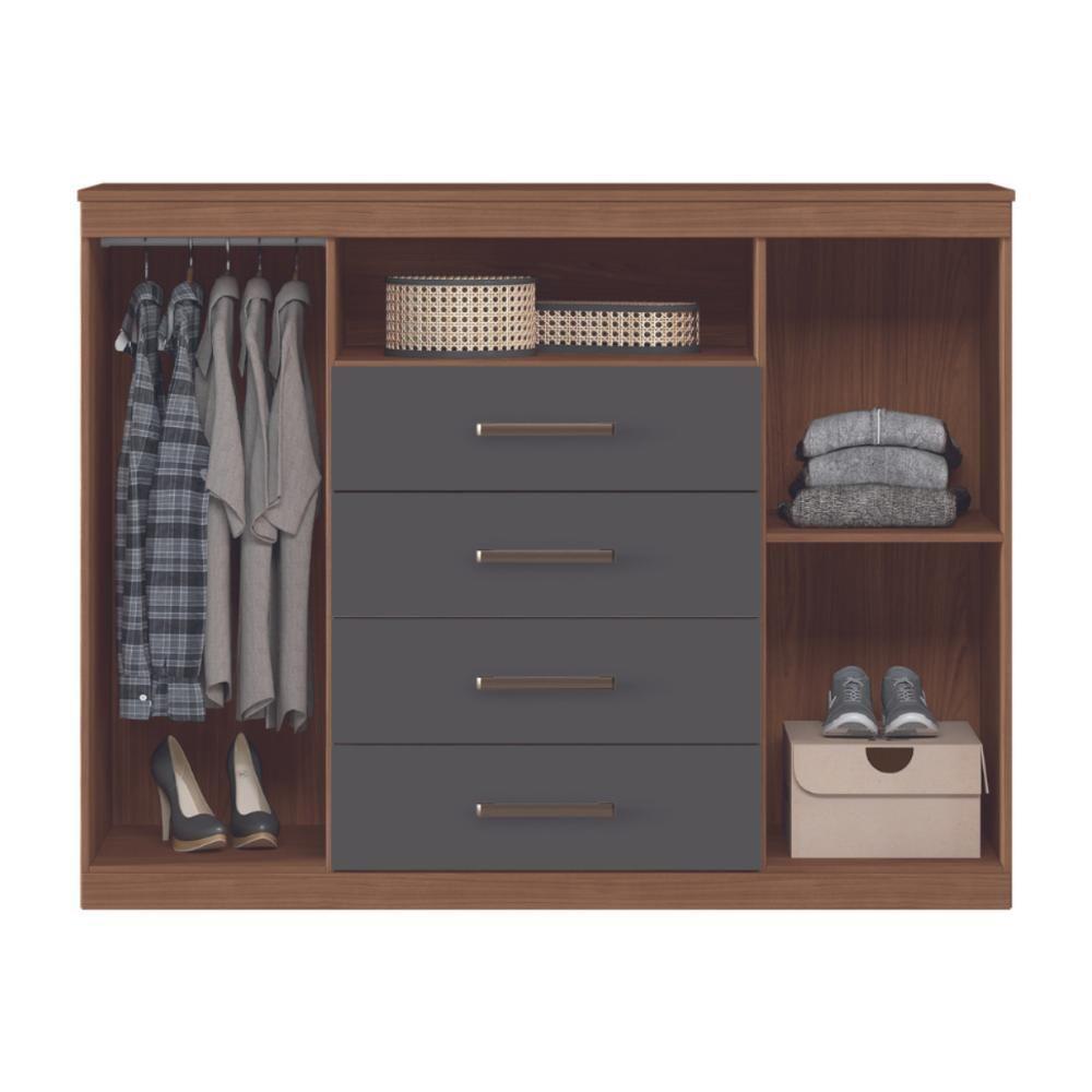 Comôda 4 Gavetas 2 Portas Londres Jatobá Grafite - 3