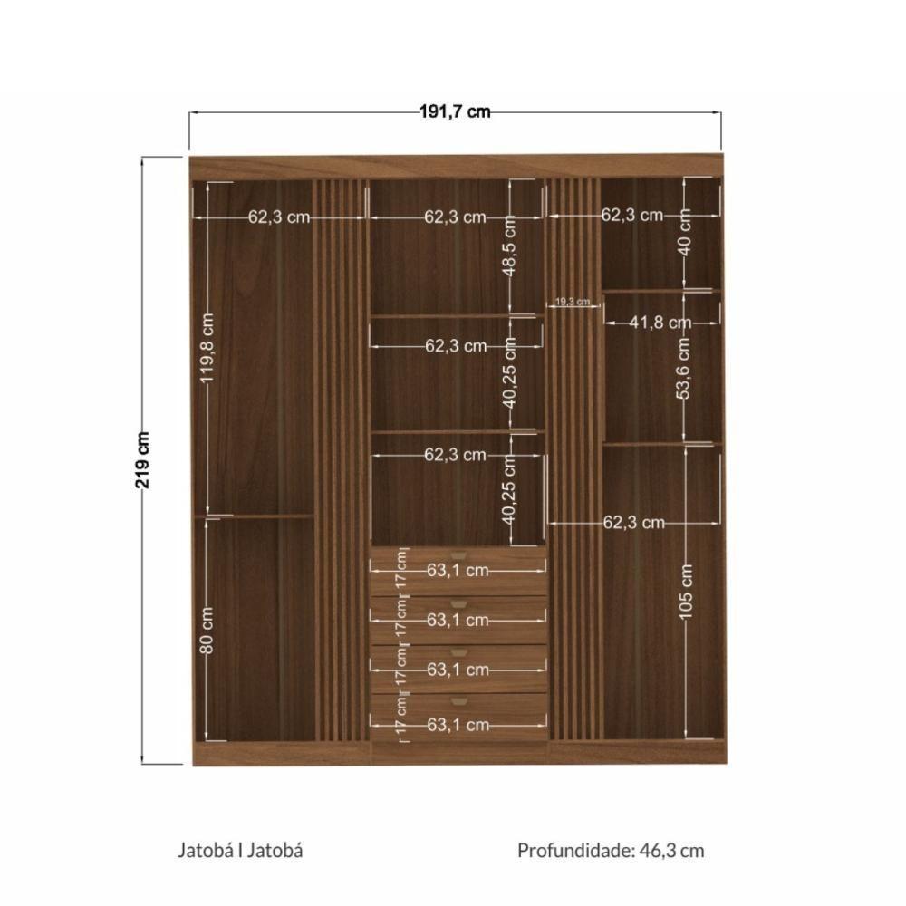 Kit Guarda Roupa E Cômoda Denver Jatoba - 4