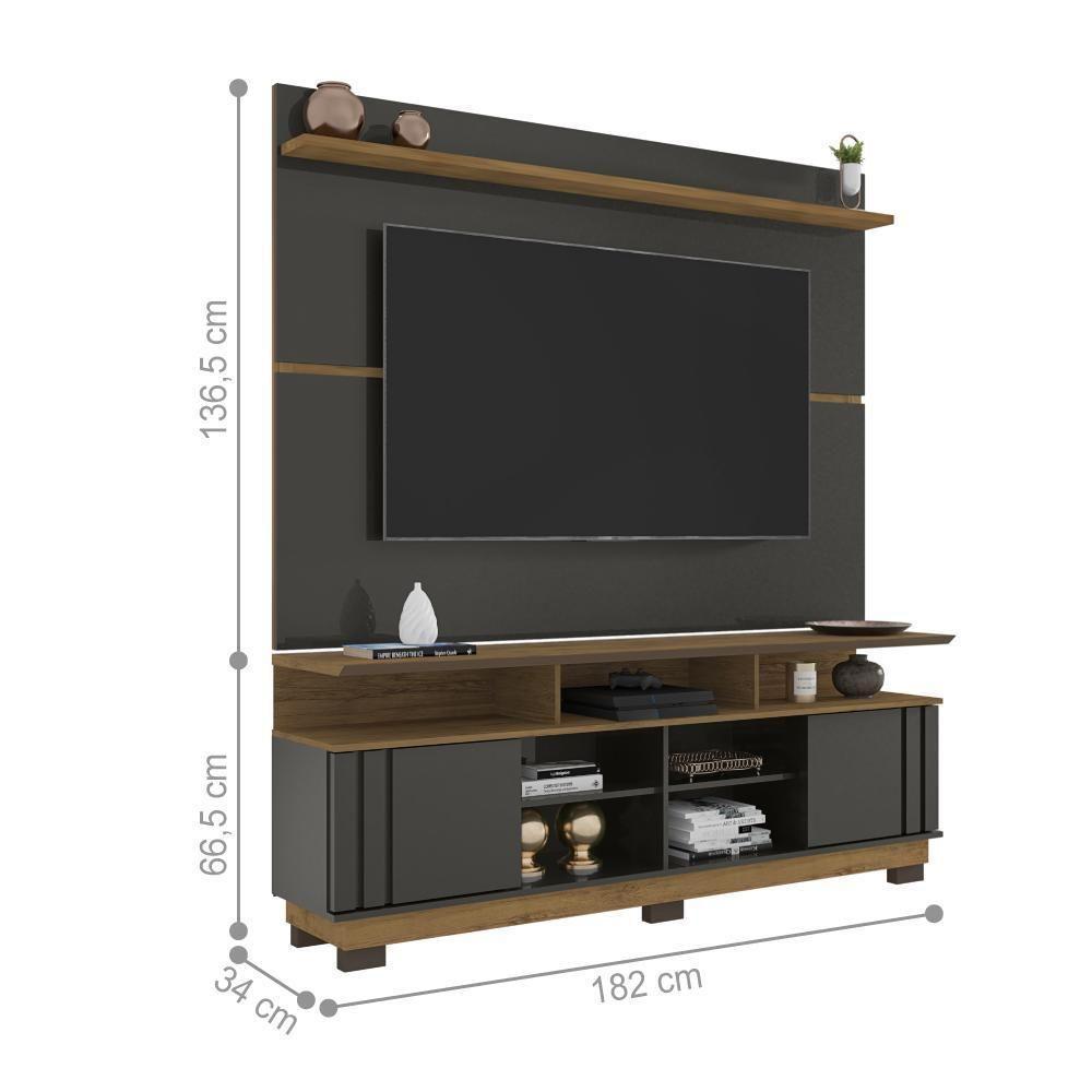 Home Para Tvs Até 75 Polegadas Jacob Grafite Freijó - 2