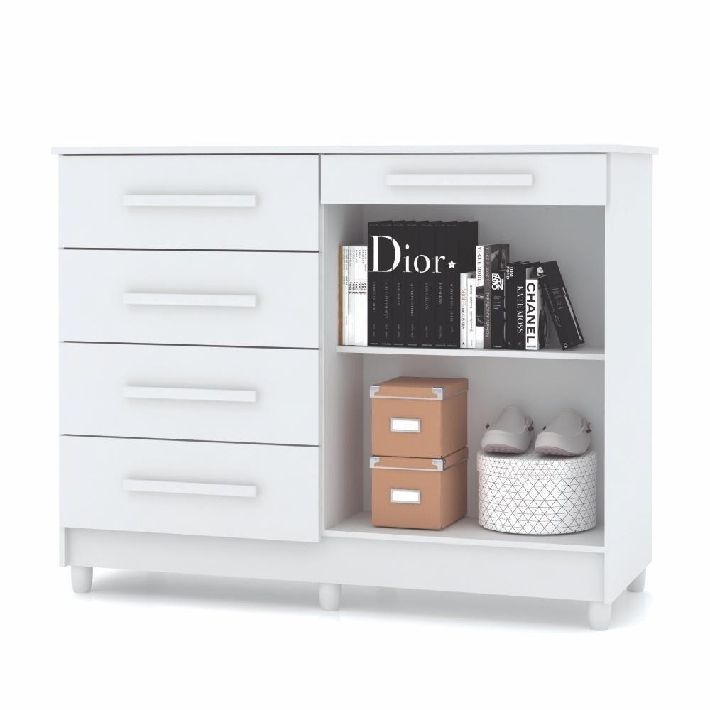 Cômoda Muskogee 5 Gavetas 2 Portas Branco - 2