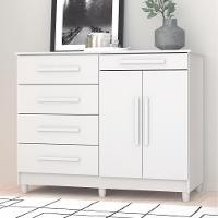 Cômoda Muskogee 5 Gavetas 2 Portas Branco - 1