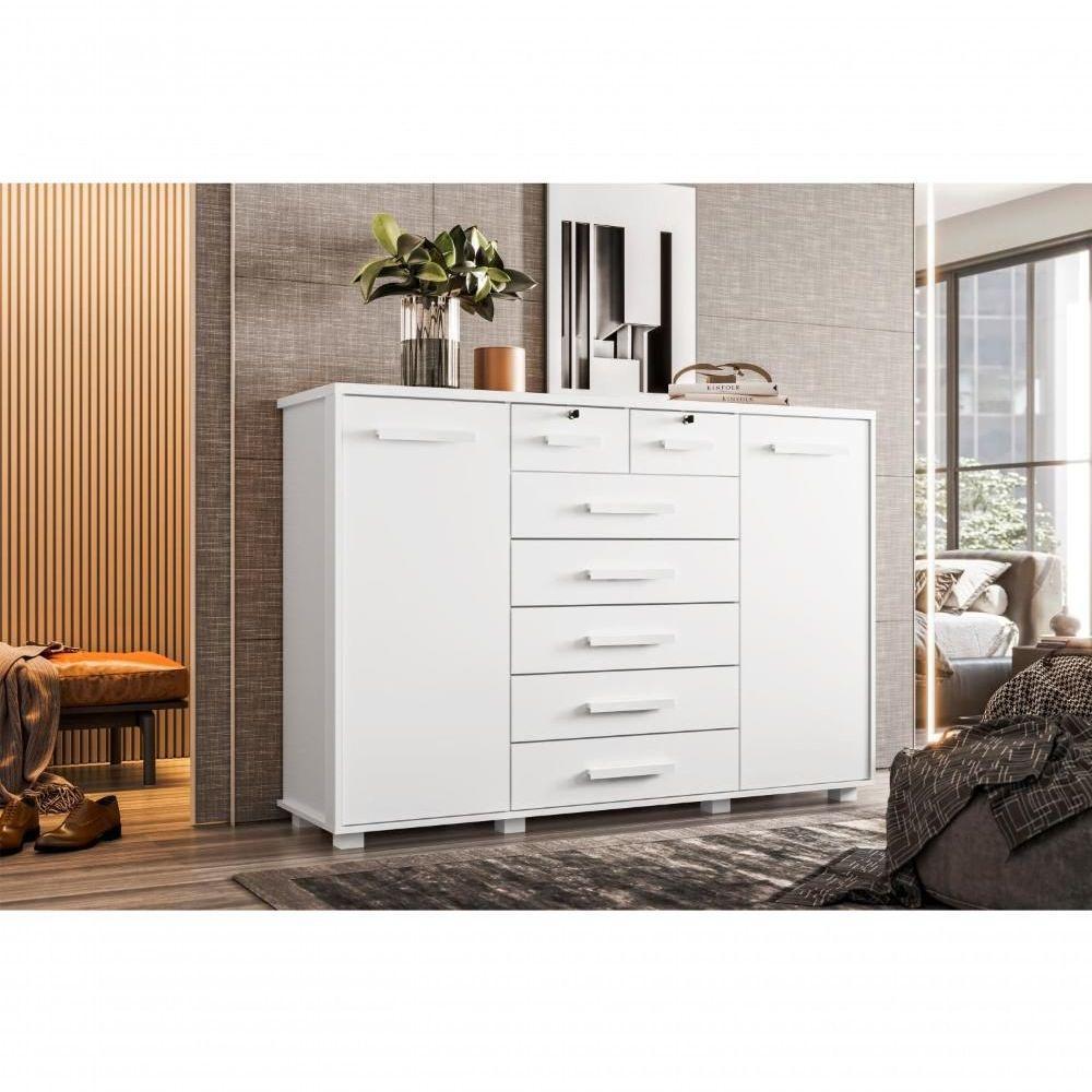 Comoda Manchester 7 Gavetas Branco Fosco Liso - 4