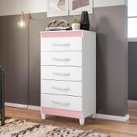 Cômoda Milady Flex Branco/titanium Azul Rosa 5 Gavetas
