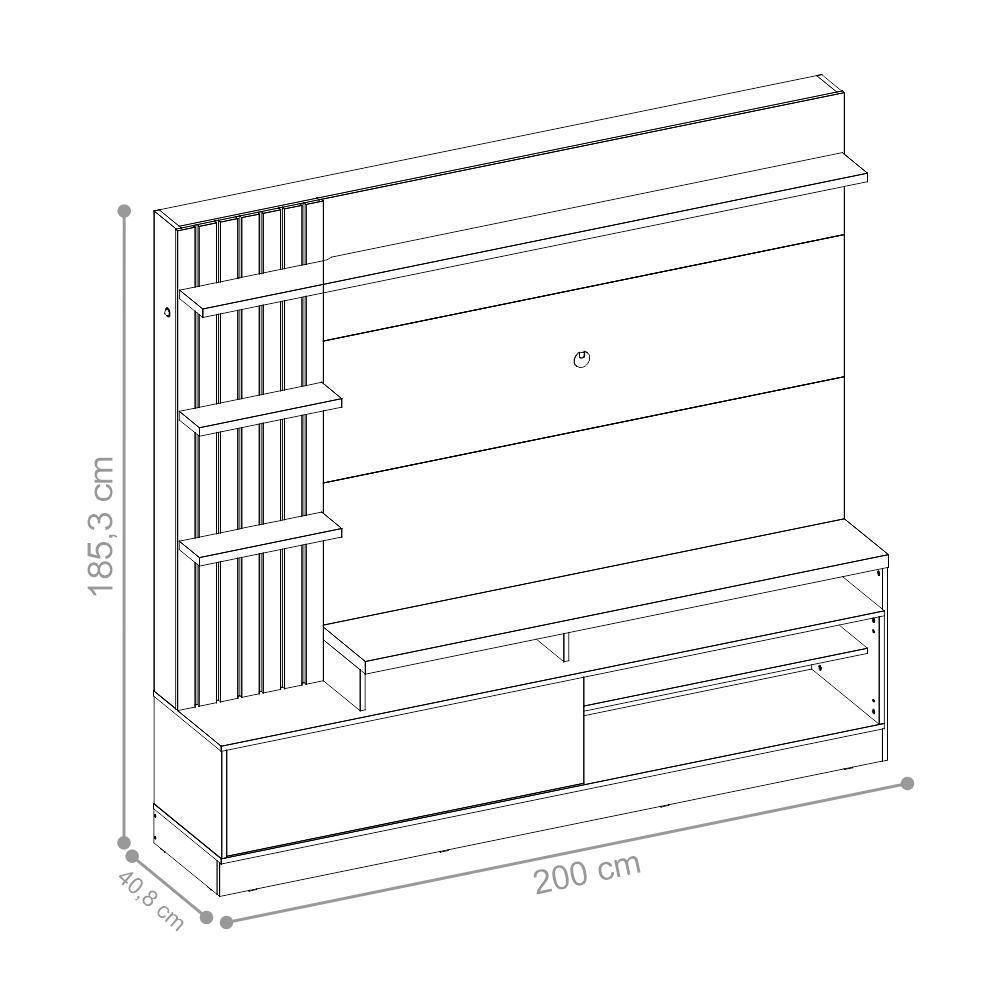 Home Frisado Para Tvs De 65 Iguazu Freijó Cinza - 2