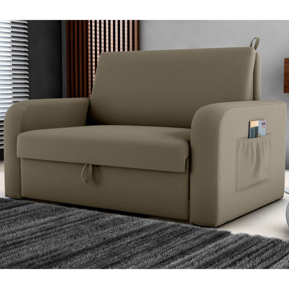 Sofá Cama Com Baú 2 Lugares Harry Veludo Maserati Cappucino - 1