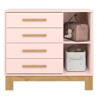 Berço E Cômoda Com 4 Gavetas Nauru Rosa Acetinado
