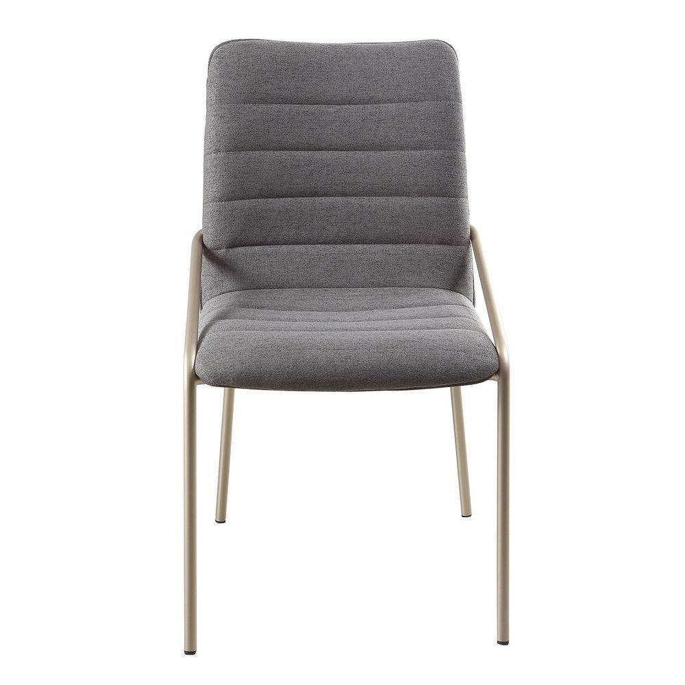 Cadeira Estofada Com Base Em Aço Carbono Pintura Automotiva – Suzy Exclusiva Linho Chumbo - Champanhe Automotivo - 1