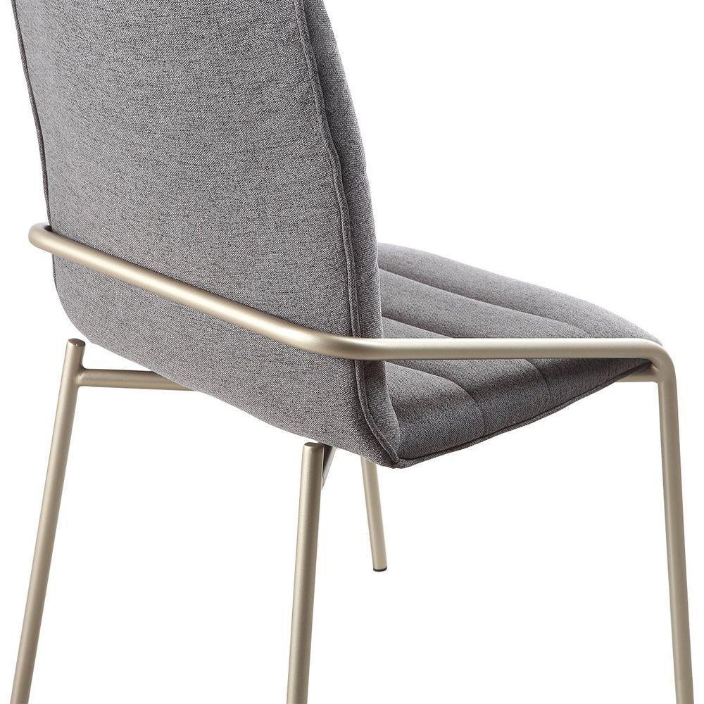 Cadeira Estofada Com Base Em Aço Carbono Pintura Automotiva – Suzy Exclusiva Linho Chumbo - Champanhe Automotivo - 3