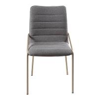 Cadeira Estofada Com Base Em Aço Carbono Pintura Automotiva – Suzy Exclusiva Linho Chumbo - Champanhe Automotivo - 1