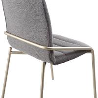 Cadeira Estofada Com Base Em Aço Carbono Pintura Automotiva – Suzy Exclusiva Linho Chumbo - Champanhe Automotivo - 3