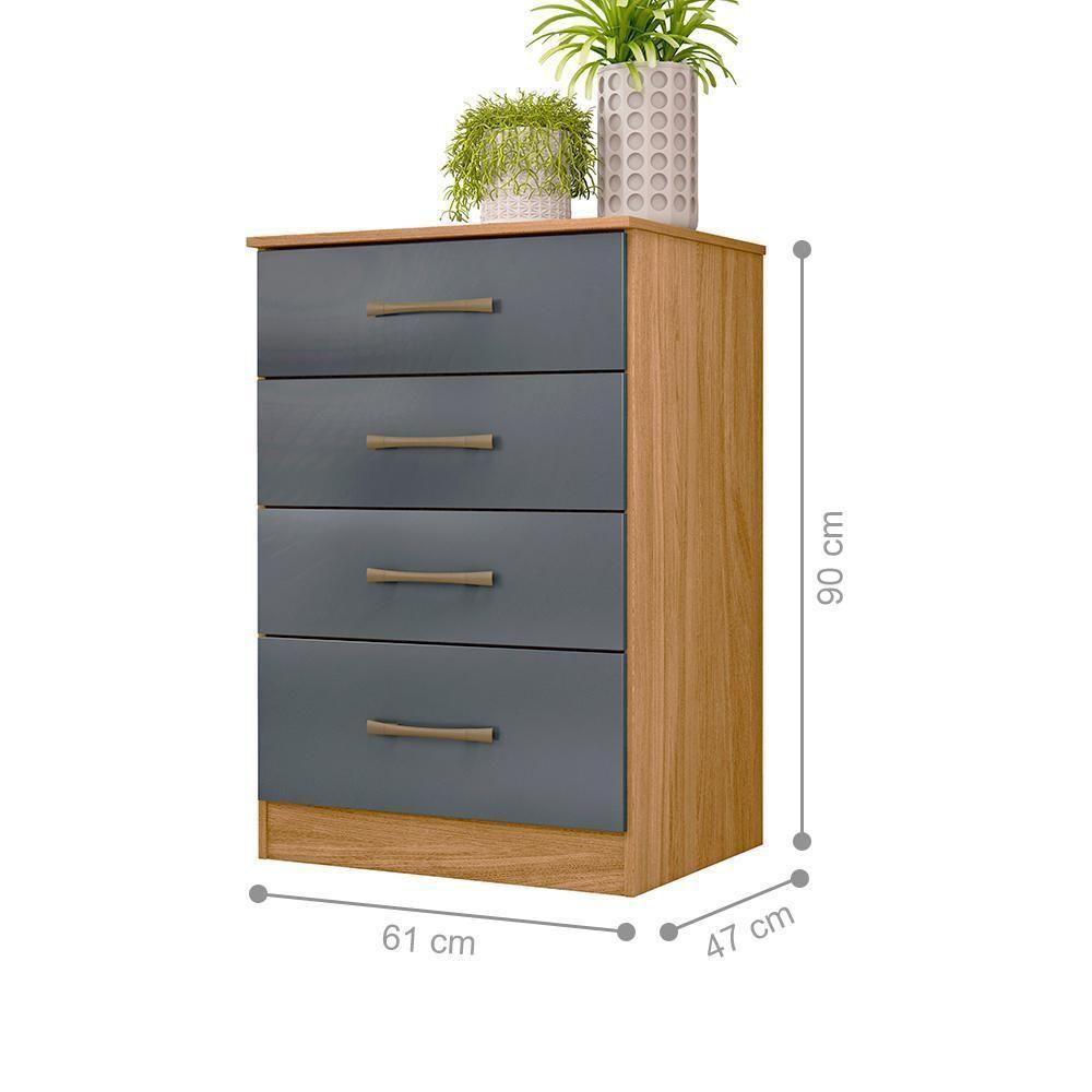 Conjunto Guarda Roupa E Cômoda Gokyo Freijó Cinza - 3