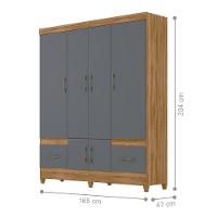 Conjunto Guarda Roupa E Cômoda Gokyo Freijó Cinza - 2