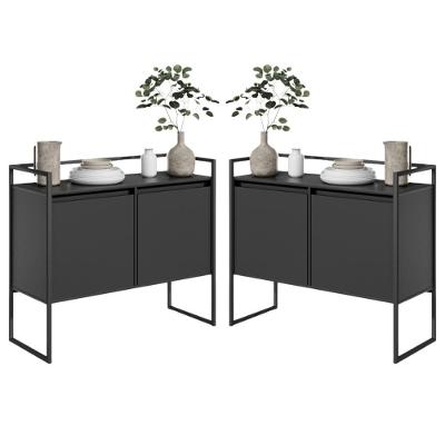 Conjunto Buffet Aparador Industrial 2 Portas Preto