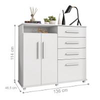 Cômoda Com 4 Gavetas 2 Portas Nugel Branco - 2