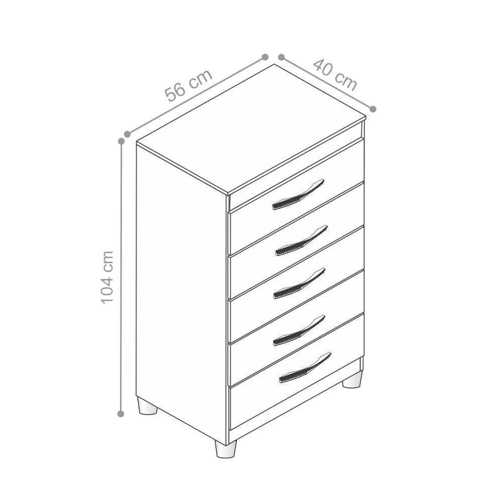 Cômoda Milady Branco Flex Titanium Azul Rosa 5 Gavetas - 5