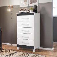 Cômoda Milady Branco Flex Titanium Azul Rosa 5 Gavetas