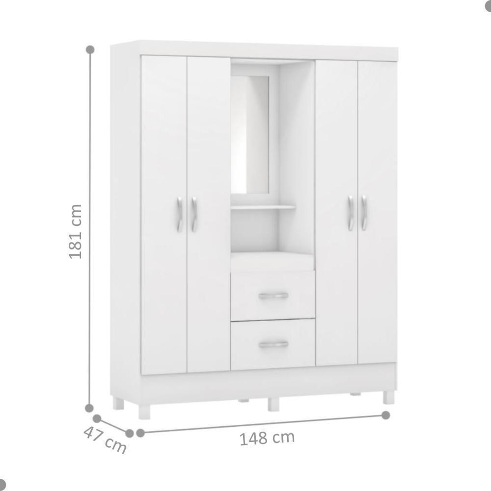 Conjunto Quarto Guarda Roupa E Comoda Ravenna Branco - 2