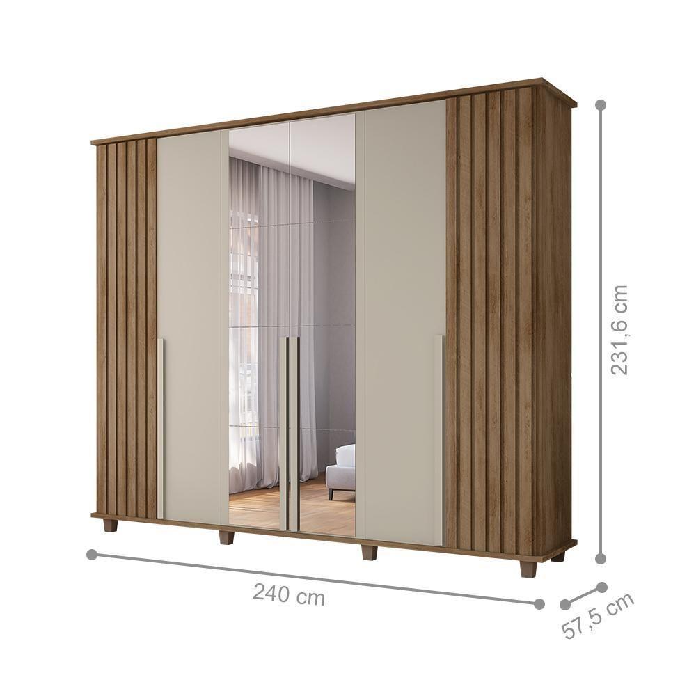 Roupeiro 6 Portas Potenza Cinamomo Off White Com Espelho - 2