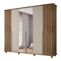 Roupeiro 6 Portas Potenza Cinamomo Off White Com Espelho - 3