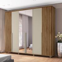 Roupeiro 6 Portas Potenza Cinamomo Off White Com Espelho - 4