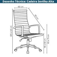 Cadeira Giratória Alta Office Sevilha Esteirinha Rivatti Poliuretano Pu Branco Base Rodízio Cromado - 2