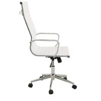 Cadeira Giratória Alta Office Sevilha Esteirinha Rivatti Poliuretano Pu Branco Base Rodízio Cromado