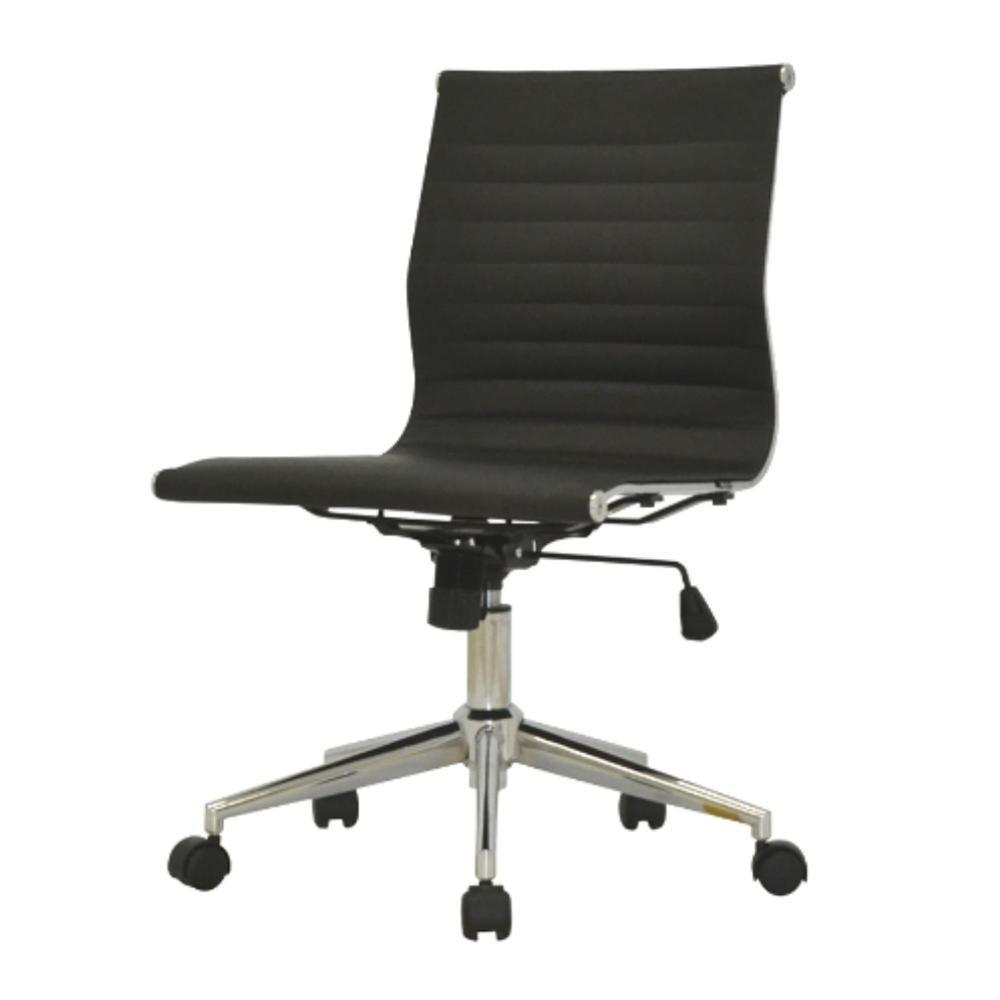 Cadeira Giratória Sem Braço Baixa Sevilha Esteirinha Rivatti Poliuretano Preto Base Rodízio Cromado - 1