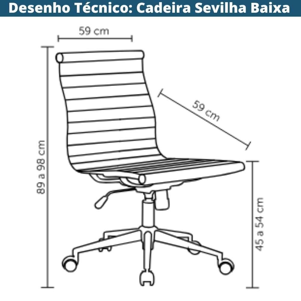Cadeira Giratória Sem Braço Baixa Sevilha Esteirinha Rivatti Poliuretano Preto Base Rodízio Cromado - 2