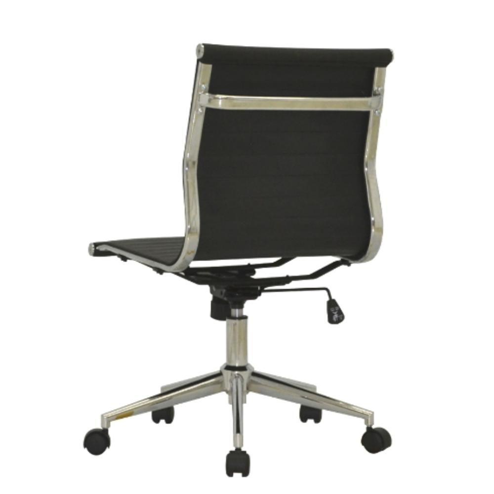 Cadeira Giratória Sem Braço Baixa Sevilha Esteirinha Rivatti Poliuretano Preto Base Rodízio Cromado - 3