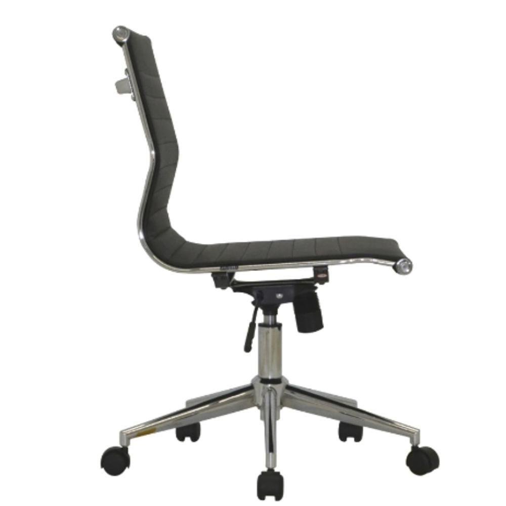 Cadeira Giratória Sem Braço Baixa Sevilha Esteirinha Rivatti Poliuretano Preto Base Rodízio Cromado - 4