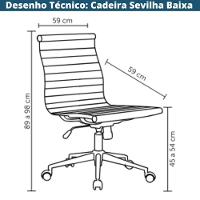 Cadeira Giratória Sem Braço Baixa Sevilha Esteirinha Rivatti Poliuretano Preto Base Rodízio Cromado - 2