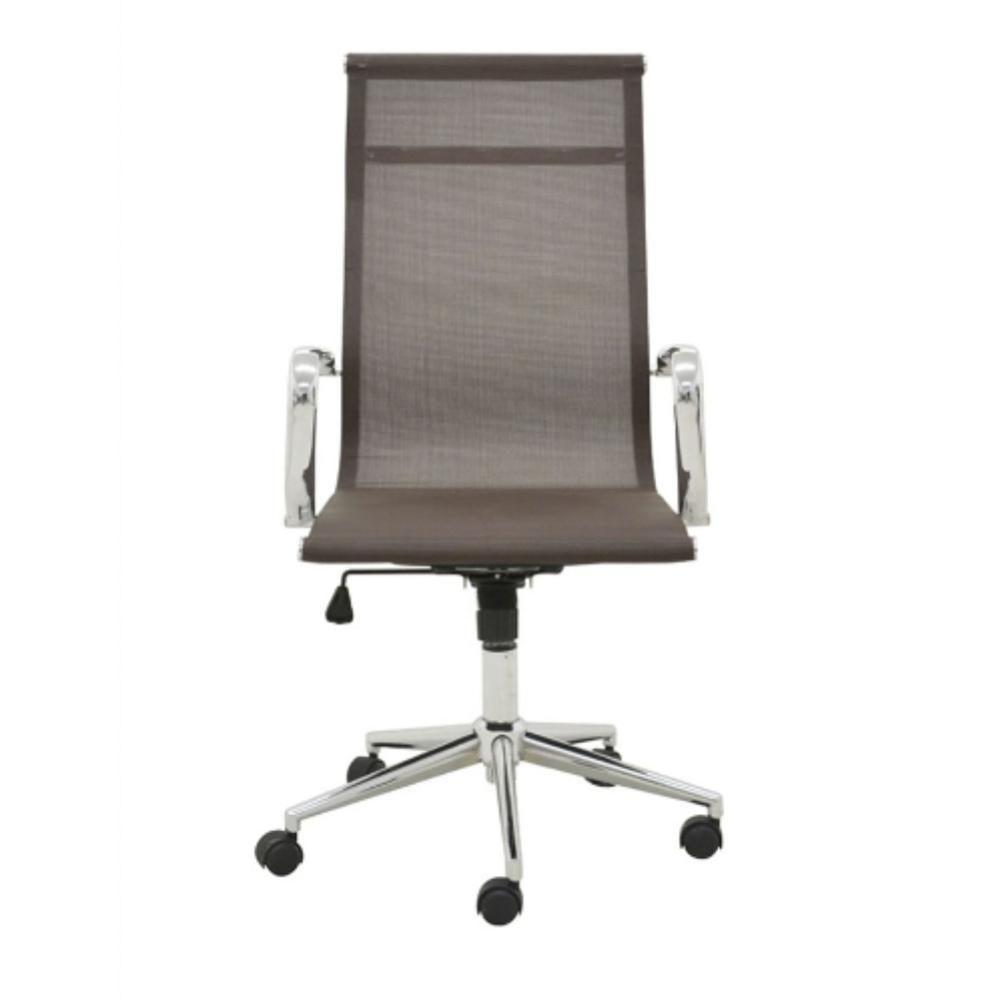Cadeira Giratória Alta Office Sevilha Tela Mesh Rivatti Revestimento Café Base Rodízio Cromado - 6