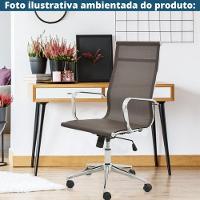 Cadeira Giratória Alta Office Sevilha Tela Mesh Rivatti Revestimento Café Base Rodízio Cromado - 3