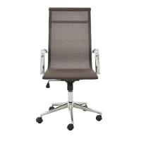 Cadeira Giratória Alta Office Sevilha Tela Mesh Rivatti Revestimento Café Base Rodízio Cromado - 6