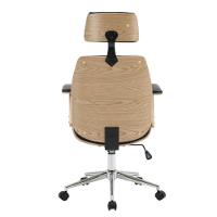 Cadeira Giratória Presidente Office Lisboa Rivatti Madeira Natural Revest Pu Preto Base Aço Cromado - 3