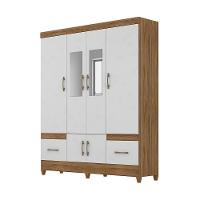 Conjunto Guarda Roupa Com Espelho E Cômoda Gokyo Naturale Branco