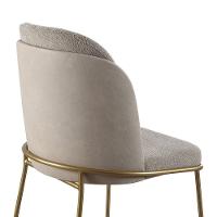 Cadeira Estofada Com Encosto Curvo E Base Em Aço Carbono – Luna Exclusiva Linho Lincoln Bege - Dourado Automotivo - 5