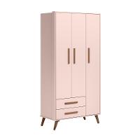 Conjunto Quarto Infantil Retro Berço E Guarda Roupa Lima Rosa Com Colchao - 3