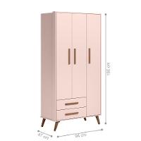 Conjunto Quarto Infantil Retro Berço E Guarda Roupa Lima Rosa Com Colchao - 5