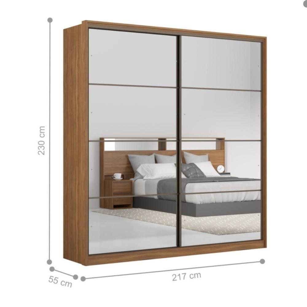Conjunto Quarto Guarda Roupa Com 2 Espelhos E Comoda Napolis Amendola Grafito - 2