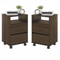 Conjunto Mesa De Cabeceira Com Rodízios Nadi Marrom - 1