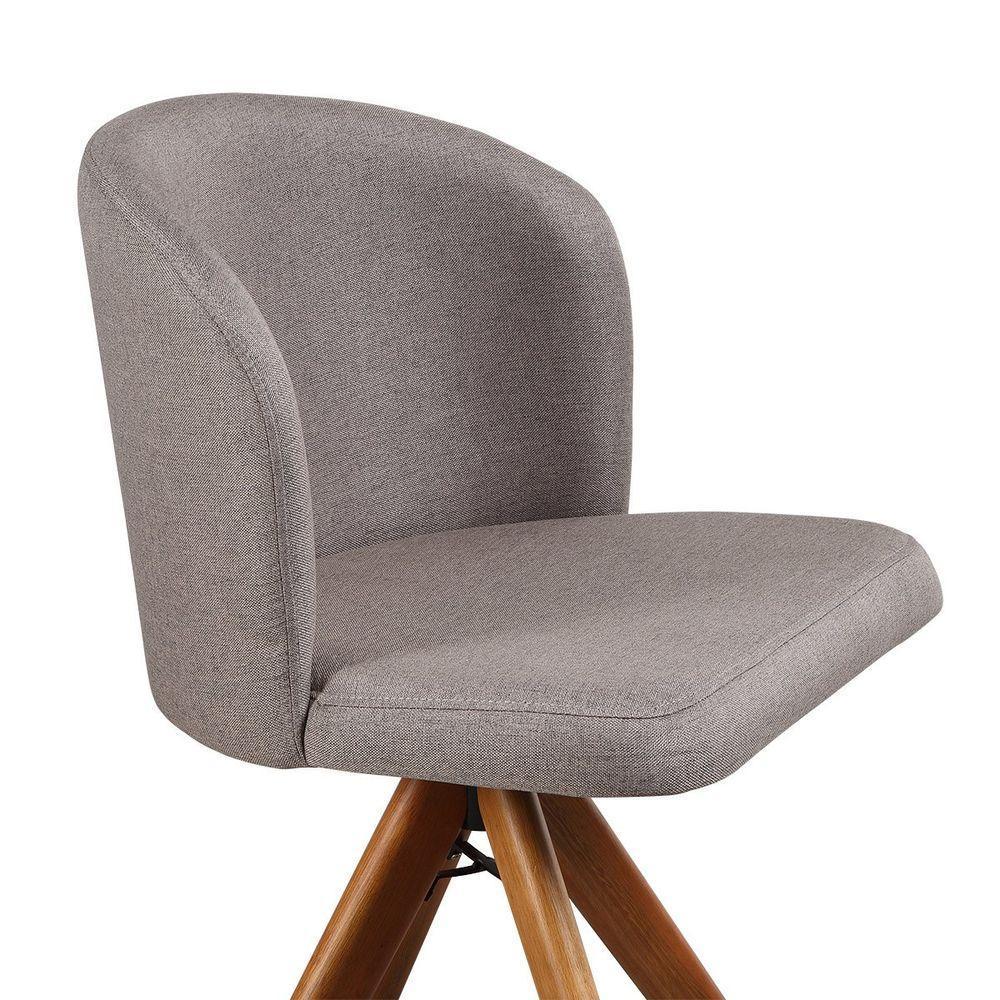 Cadeira Giratória Com Assento Estofado E Base Em Madeira Maciça – Antonela Exclusiva Linho Cacau - Castanho - 2