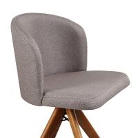 Cadeira Giratória Com Assento Estofado E Base Em Madeira Maciça – Antonela Exclusiva Linho Cacau - Castanho - 2