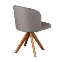 Cadeira Giratória Com Assento Estofado E Base Em Madeira Maciça – Antonela Exclusiva Linho Cacau - Castanho - 3