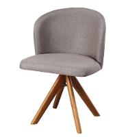 Cadeira Giratória Com Assento Estofado E Base Em Madeira Maciça – Antonela Exclusiva Linho Cacau - Castanho