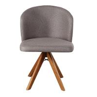 Cadeira Giratória Com Assento Estofado E Base Em Madeira Maciça – Antonela Exclusiva Linho Cacau - Castanho - 5