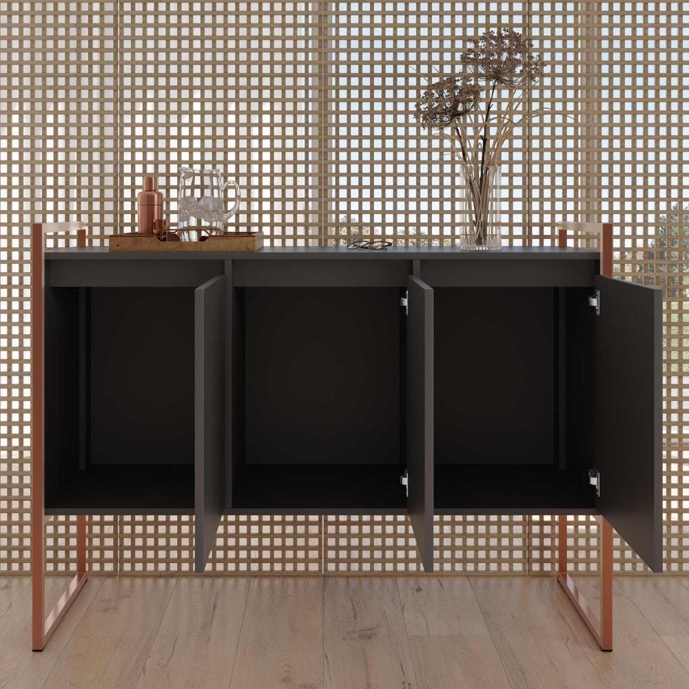 Buffet 3 Portas Rouxe Preto Cobre - 5