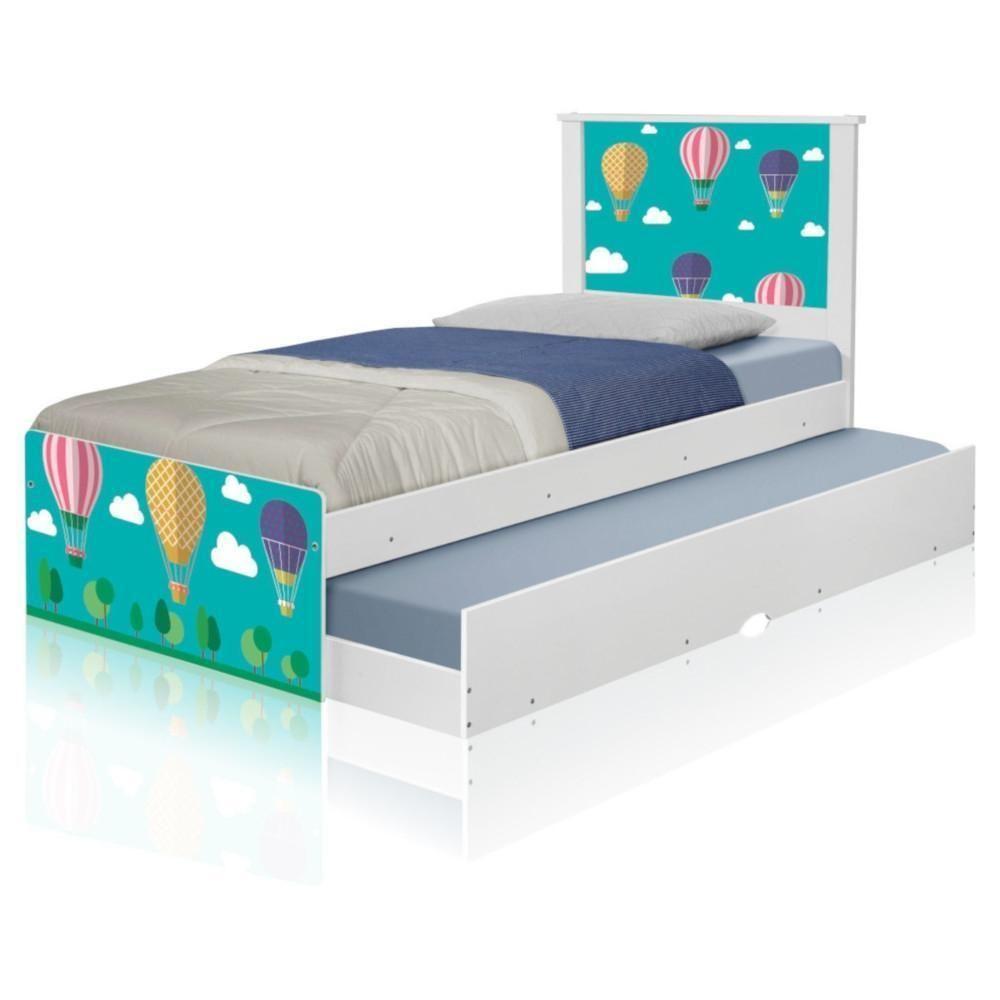 Bicama Juvenil Com Cabeceira Adesivada Balões No Céu - 2