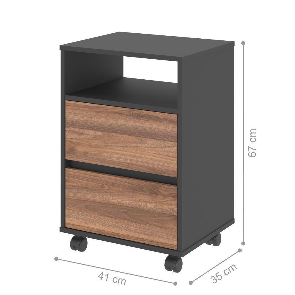 Mesa De Cabeceira Com Rodízios Nadi Noce Preto - 2