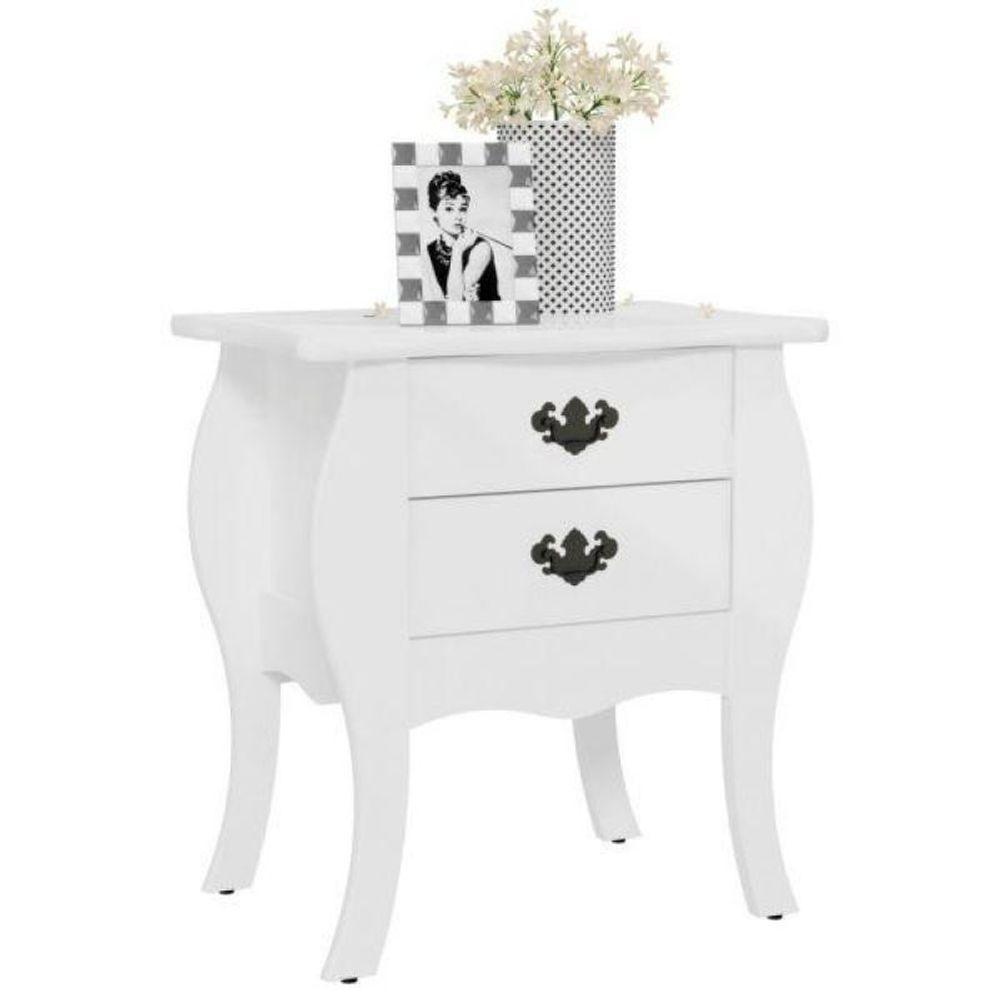 Mesa De Cabeceira Bombe Premier Branco - 2